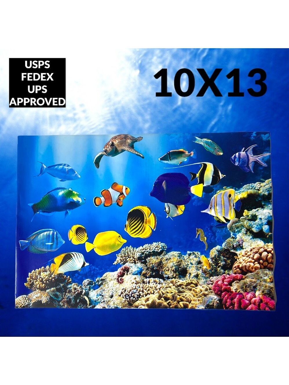25 10X13 Poly Mailers Ocean Coral Reef With Fish, Turtle, Seahorse PRICE IS FIRM - Picture 12 of 12